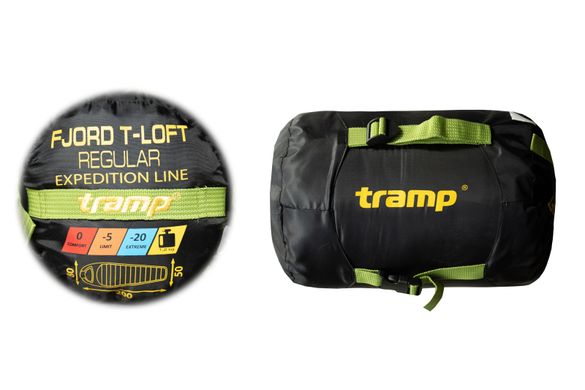 Спальный мешок Tramp Fjord Regular кокон левый green/grey 200/80-50 UTRS-094R
